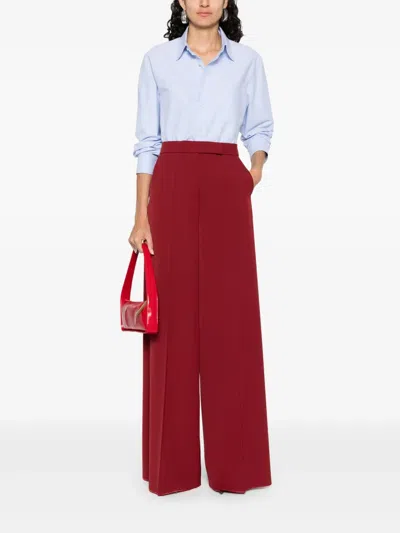 Max Mara Virgin Wool High-waisted Trousers In Red