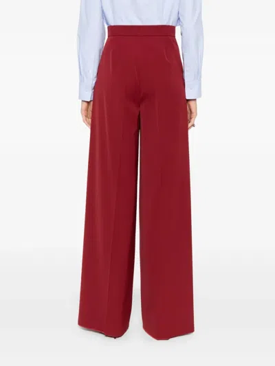 Max Mara Virgin Wool High-waisted Trousers In Red