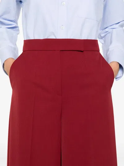 Max Mara Virgin Wool High-waisted Trousers In Red
