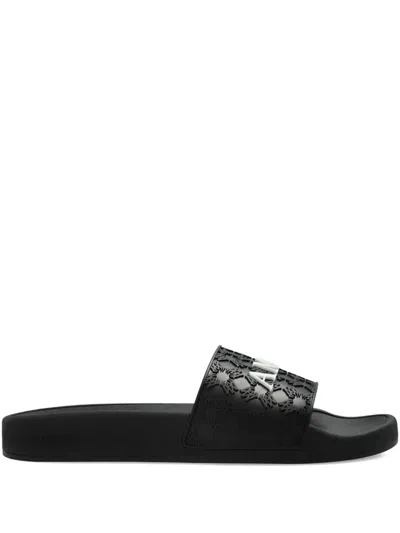 Amiri Ma Quad Logo-embossed Slides In Black
