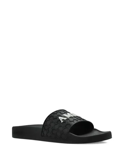Amiri Ma Quad Logo-embossed Slides In Black