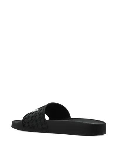 Amiri Ma Quad Logo-embossed Slides In Black