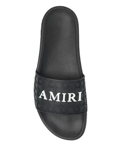Amiri Ma Quad Logo-embossed Slides In Black