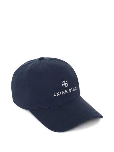 Anine Bing Womens Washed Navy Jeremy Cotton Baseball Cap In Blue