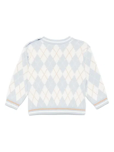 Fendi Chevron-knit Jumper In Blue