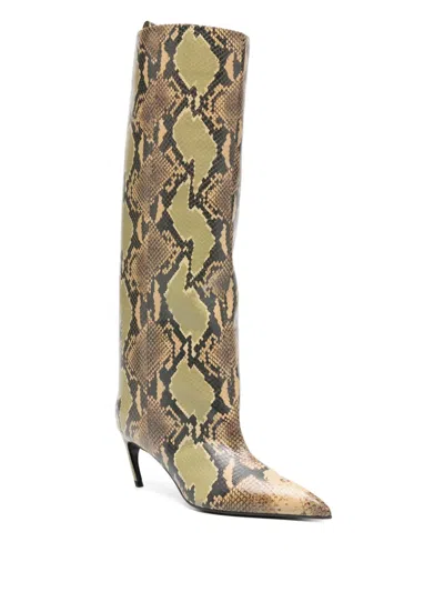 Attico Lea 65 Leather Knee-high Boots In Animal Print