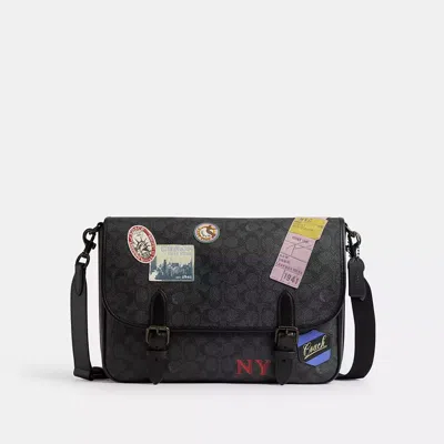 Coach Hitch Messenger Bag In Signature Canvas With Patches