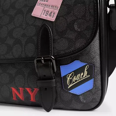 Coach Hitch Messenger Bag In Signature Canvas With Patches