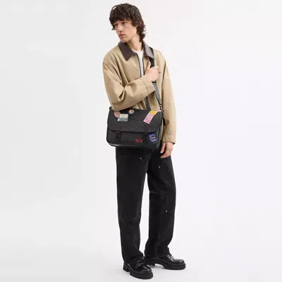 Coach Hitch Messenger Bag In Signature Canvas With Patches