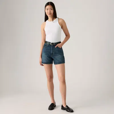 Levi's High Rise Cinch Mid-thigh Women's Shorts 31 In Blue