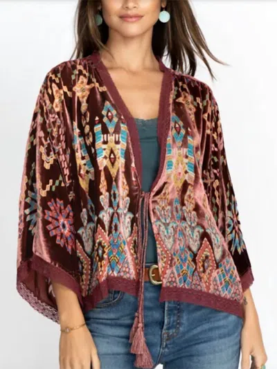 Johnny Was Geo Burnout Dazy Kimono In Multicolor In Burgundy