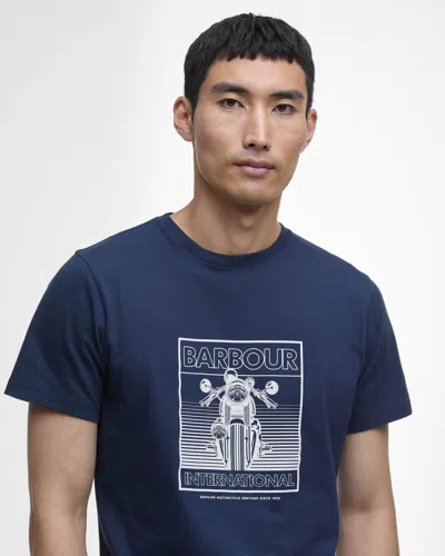 Barbour International Track Graphic Mens T-shirt In Blue