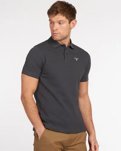 Barbour Embroidered Cotton Polo In Black