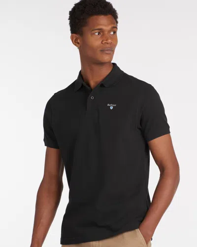 Barbour Embroidered Cotton Polo In Black