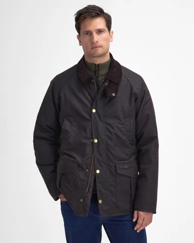 Barbour Stratford Tattersall Mens Wax Jacket In Black