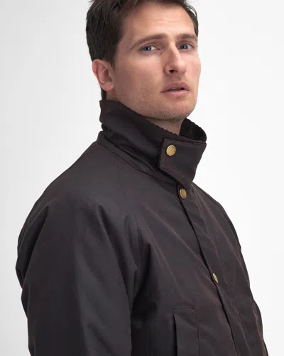 Barbour Stratford Tattersall Mens Wax Jacket In Black