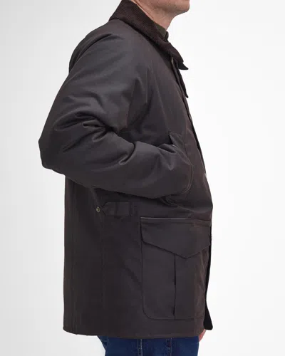 Barbour Stratford Tattersall Mens Wax Jacket In Black