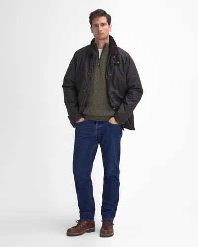 Barbour Stratford Tattersall Mens Wax Jacket In Black