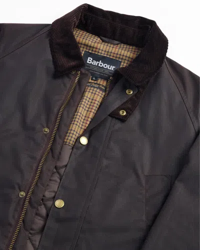 Barbour Stratford Tattersall Mens Wax Jacket In Black