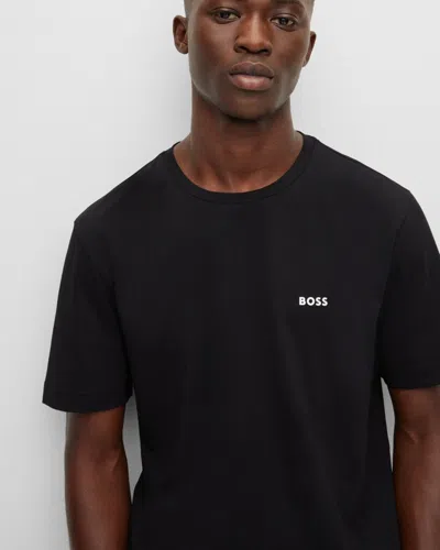 Hugo Boss Tee Mens Stretch Cotton T-shirt With Contrast Logo Nos In Black