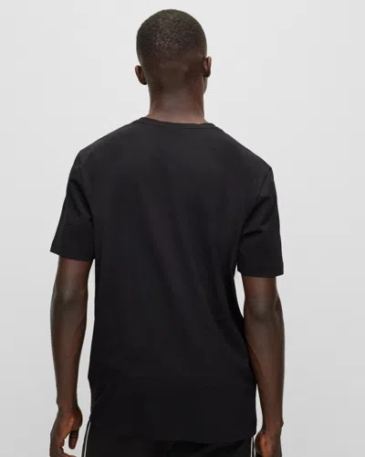 Hugo Boss Tee Mens Stretch Cotton T-shirt With Contrast Logo Nos In Black