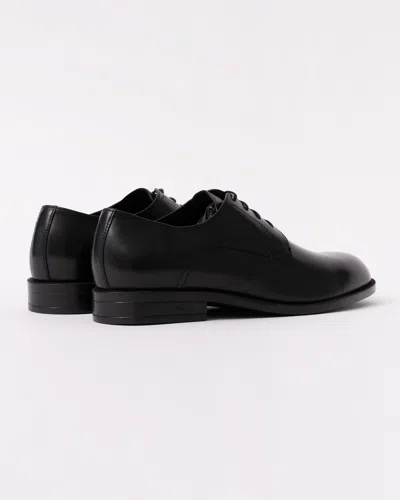 Hugo Boss Leather Derby Shoes With Double Stitching On Uppers In Black