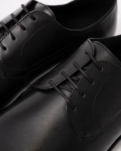 Hugo Boss Leather Derby Shoes With Double Stitching On Uppers In Black
