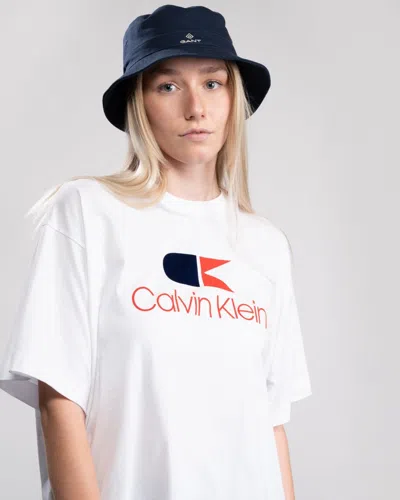 Calvin Klein Oversized Fit Crew-neck T-shirt With Printed Logo In White