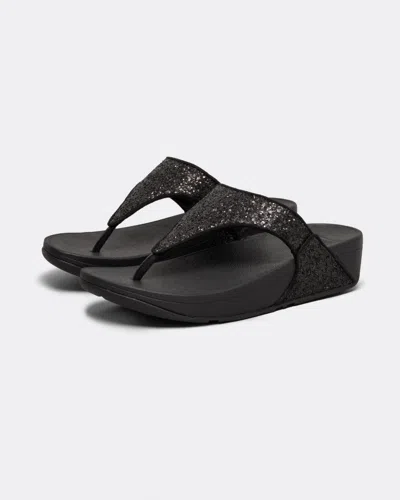 Fitflop Lulu Glitter Flip Flop In Black Glitter Faux Leather