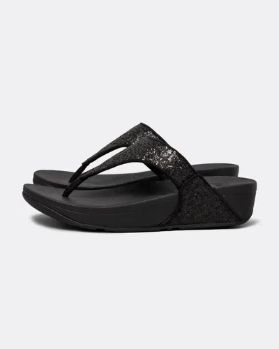 Fitflop Lulu Glitter Flip Flop In Black Glitter Faux Leather