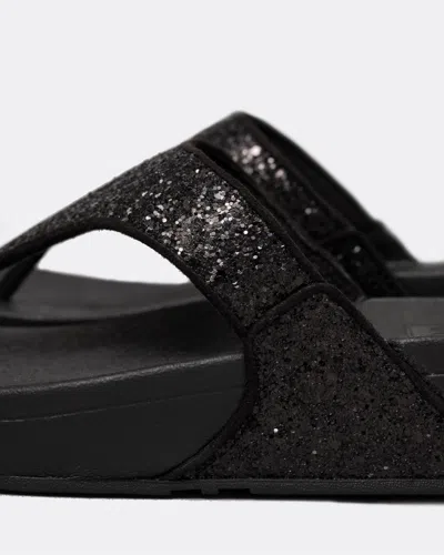 Fitflop Lulu Glitter Flip Flop In Black Glitter Faux Leather