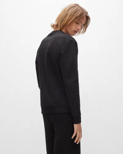 Hugo Boss Logo Patch French Terry Crewneck Sweatshirt In Black