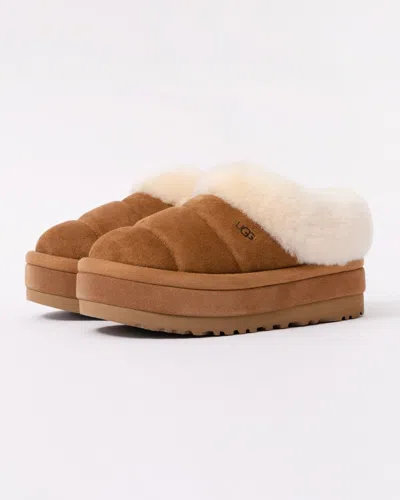Ugg Chestnut Suede Slides Faux Fur
