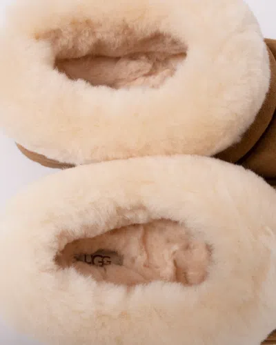 Ugg Chestnut Suede Slides Faux Fur