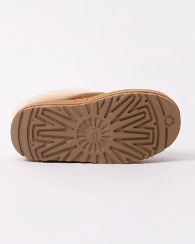 Ugg Chestnut Suede Slides Faux Fur