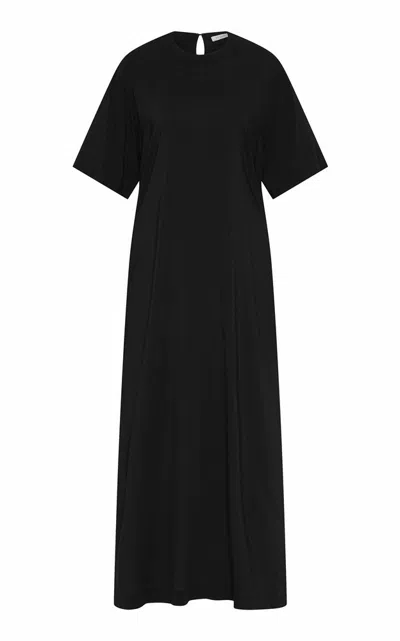 St Agni Crepe De Chine Maxi Dress In Black