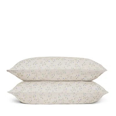 Piglet In Bed Spring Sprig Printed Cotton Pillowcase Pair, Queen In White