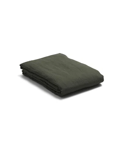 Piglet In Bed Plain Linen Flat Sheet, Full In Green