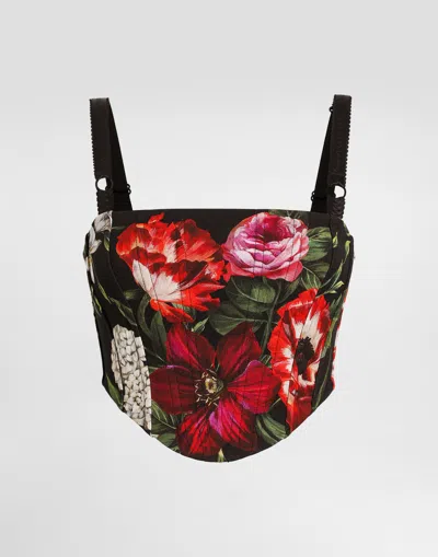 Dolce & Gabbana Floral-printed Rayon Corset Top In Multi
