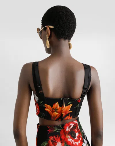 Dolce & Gabbana Floral-printed Rayon Corset Top In Multi