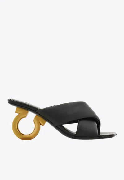 Ferragamo Zilda 70 Gancini Leather Sandals In Black