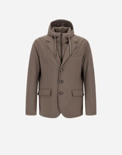 Herno Resort Blazer In Nylon Comfort Stretch In Brown