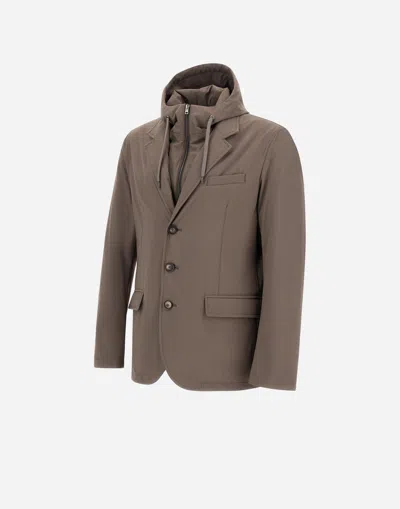Herno Resort Blazer In Nylon Comfort Stretch In Brown