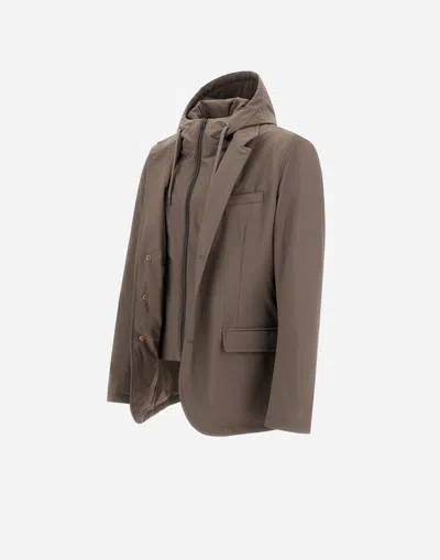 Herno Resort Blazer In Nylon Comfort Stretch In Brown