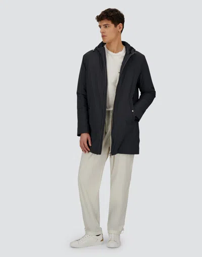 Herno Stretch Nylon Parka With Hood And Pockets In Black