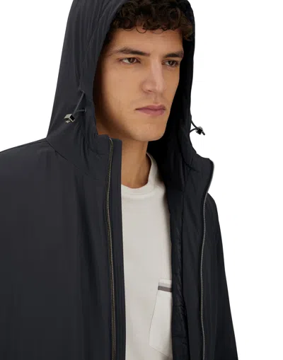 Herno Stretch Nylon Parka With Hood And Pockets In Black
