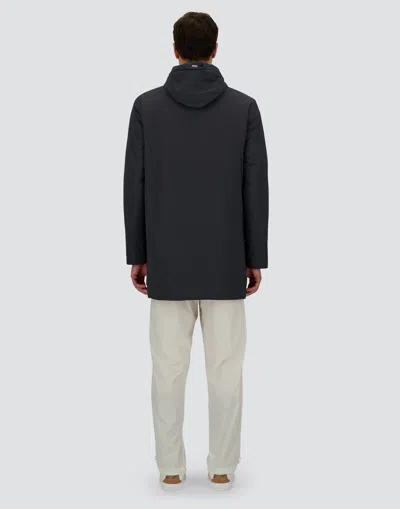 Herno Stretch Nylon Parka With Hood And Pockets In Black