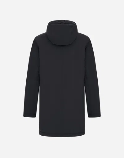 Herno Stretch Nylon Parka With Hood And Pockets In Black