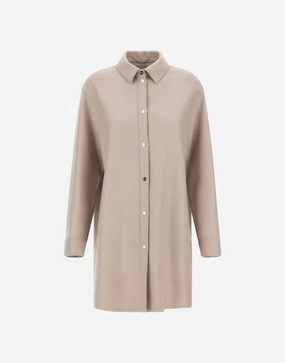 Herno Resort Shacket In Felted Wool In Neutral