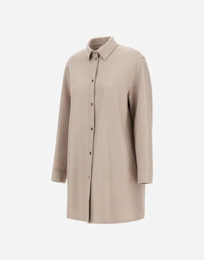 Herno Resort Shacket In Felted Wool In Neutral